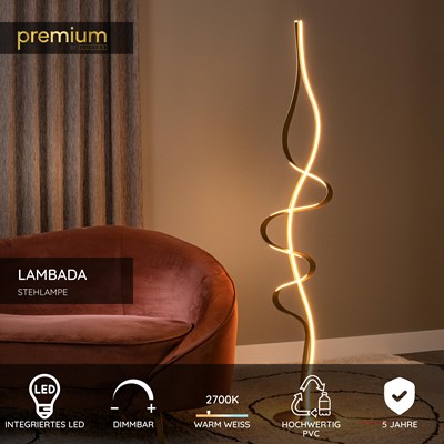 Lucide LAMBADA - Stehlampe - LED Dim. - 1x38W 2700K - Mattes Gold / Messing | Premium